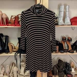 Cown Knit Striped Sweater Dress